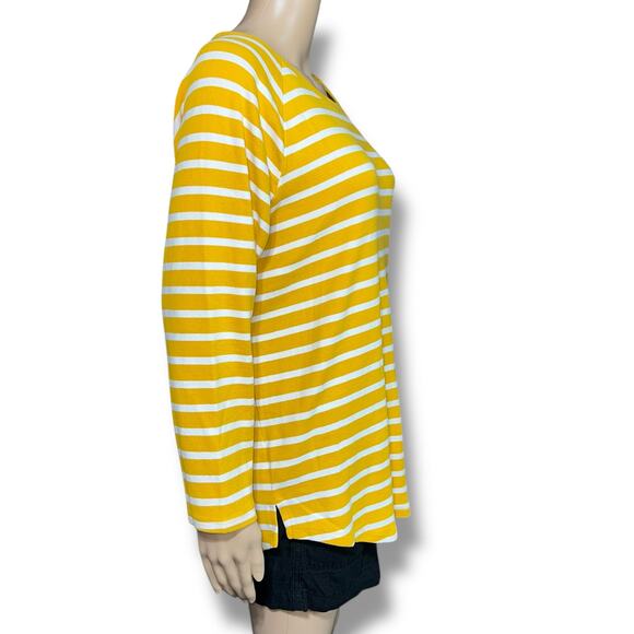 Old Navy Womens Sweater Striped Long Sleeve Tunic Pullover Yellow White Med Tall - Picture 2 of 7